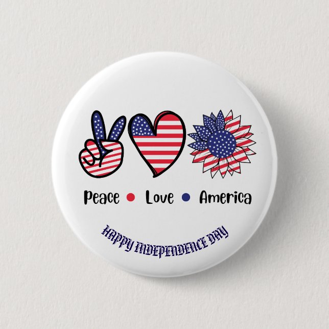 "Peace Liebe America" Patriotische Symbole nach Ma Button (Vorderseite)