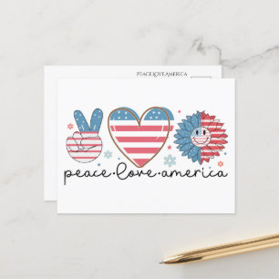 Peace Liebe America Postcard - Patriotic Postkarte