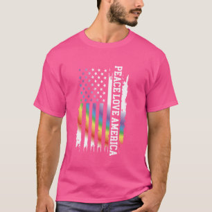 Peace Liebe America United Staaten Rainbow US Flag T-Shirt