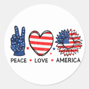 Peace Liebe America USA Flag, 4. Juli, Patriotic Runder Aufkleber