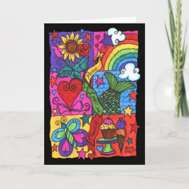Peace Liebe and Chocolate Mosaic Print Card Karte