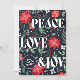 Peace Liebe and JoChristmas Floral Feiertagskarte
