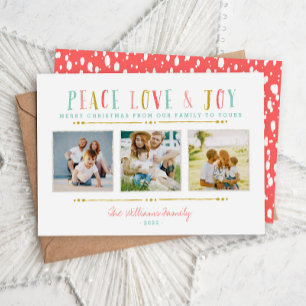 Peace Liebe and Joto Collage Holiday Card Feiertagskarte