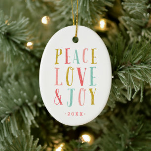 Peace Liebe and Joy Holiday Foto Ornament