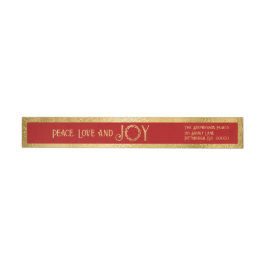 Peace Liebe and Joy Imitate Gold Wreath - Red