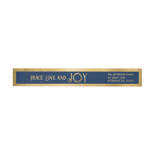 Peace Liebe and Joy Imitats Gold Wreath - Dunkelbl (Person)