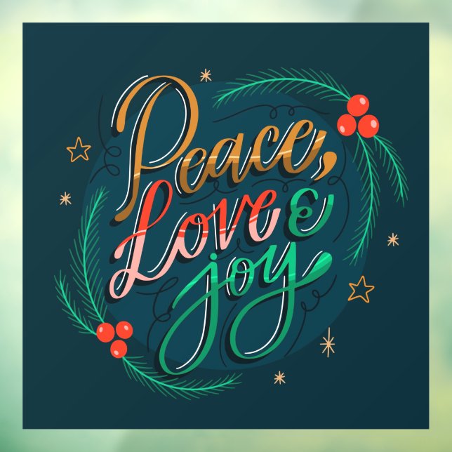 Peace Liebe and Joy Window Cloning Fensteraufkleber (Blatt 3)