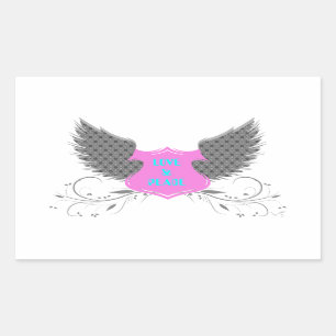 Peace Liebe Angel Wings Design Rechteckiger Aufkleber