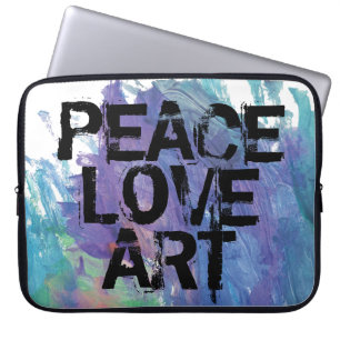 PEACE LIEBE ART + abstrakter Hintergrund Laptopschutzhülle
