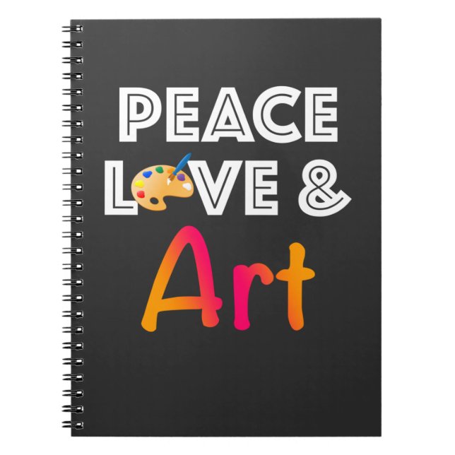 Peace Liebe & Art Design mit Painter-Palette Notizblock (Vorderseite)