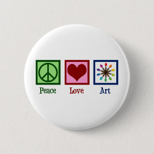 Peace Liebe Art Teacher Niedlich Paintbrush Button