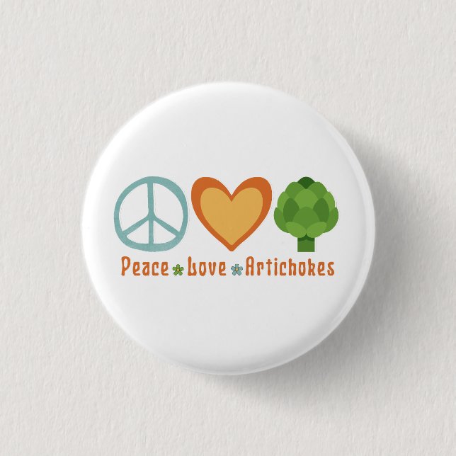 Peace Liebe Artichokes Vegan Veggie Hippie Feinsch Button (Vorderseite)