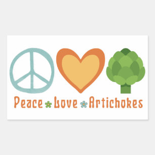 Peace Liebe Artichokes Vegan Veggie Hippie Feinsch Rechteckiger Aufkleber