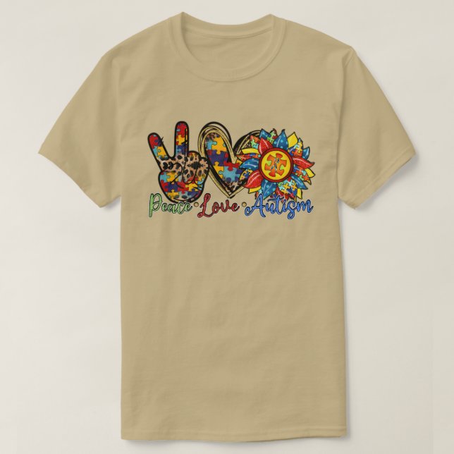 Peace Liebe Autismus Bewusstsein Pop Es Fidget Toy T-Shirt (Design vorne)