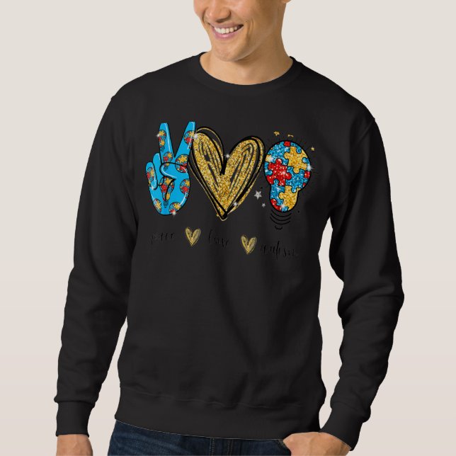 Peace Liebe Autismus Cooles Bewusstsein Asd Hippie Sweatshirt (Vorderseite)