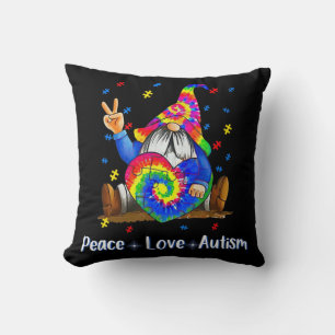 Peace Liebe Autismus Gnome Autismus Gefärbte Krawa Kissen