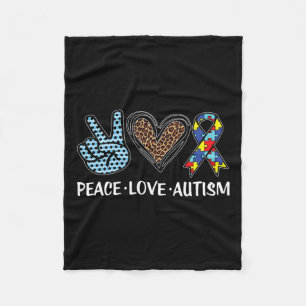 Peace Liebe Autismus Puzzle Pieces Ribbon Autismus Fleecedecke