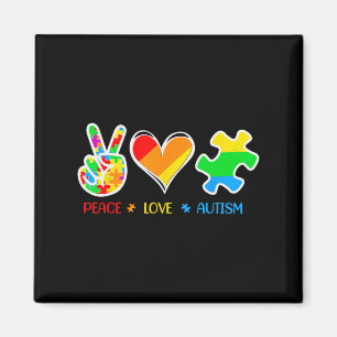Peace Liebe Autismus Puzzle Pieces Ribbon Autismus Magnet