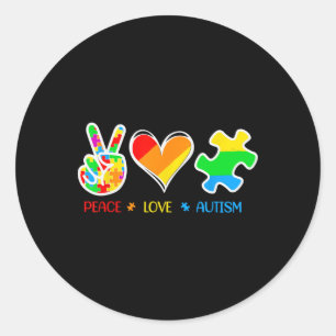 Peace Liebe Autismus Puzzle Pieces Ribbon Autismus Runder Aufkleber