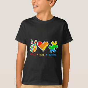 Peace Liebe Autismus Puzzle Pieces Ribbon Autismus T-Shirt