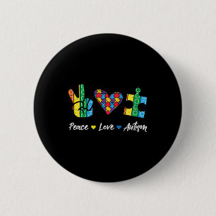 Peace Liebe Autismus Rätsel Bewusstsein Autisten M Button