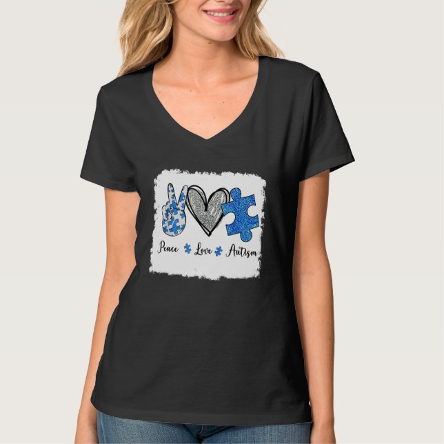 Peace Liebe Autismus T-Shirt Plus Größe (Vorderseite)
