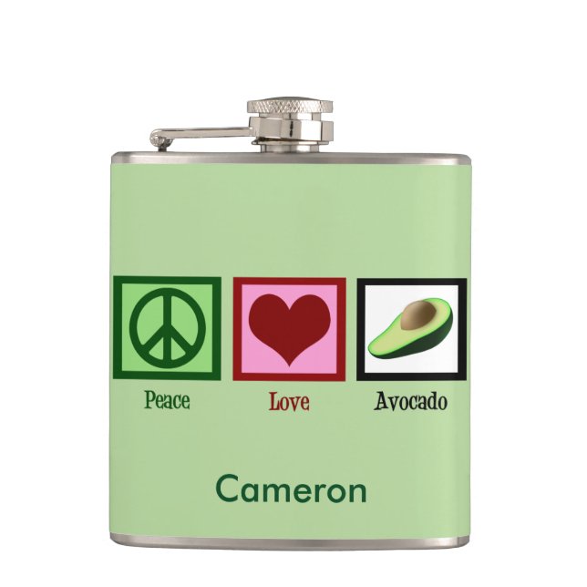 Peace Liebe Avocado Custom Green Flachmann (Vorderseite)