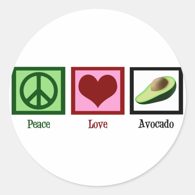 Peace Liebe Avocado Runder Aufkleber (Vorderseite)