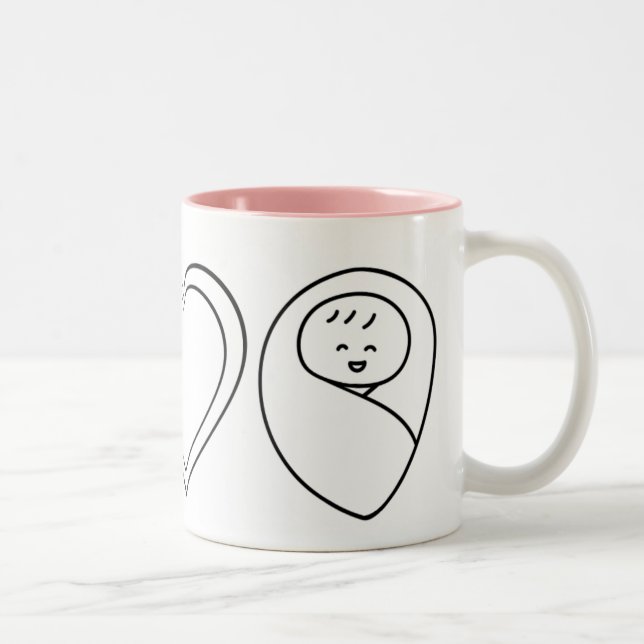 Peace Liebe Babies Zweifarbige Tasse (Rechts)