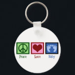 Peace Liebe Baby Boy Schlüsselanhänger<br><div class="desc">Dieses hübsche Baby-Geschenk für die Liebe eignet sich perfekt für eine Babydusche für einen neuen kleinen Jungen! Enthält niedliche babyblaue Fußabdrücke.</div>