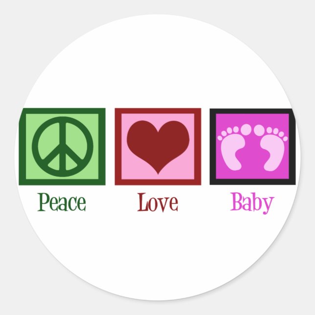 Peace Liebe Baby Girl Runder Aufkleber (Vorderseite)