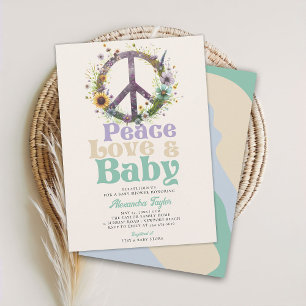 Peace Liebe Baby Wildblumen Neutrale Babyparty Einladung