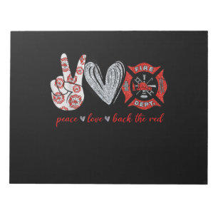 Peace Liebe Back Red   Funny Firefighter Lover Ges Notizblock