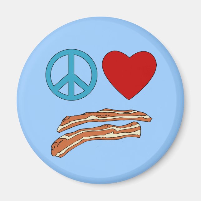 Peace Liebe Bacon Symbology Hemd, Tasse Magnet (Vorne)