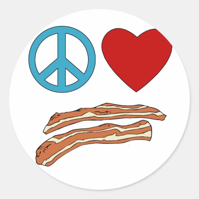 Peace Liebe Bacon Symbology Hemd, Tasse Runder Aufkleber (Vorderseite)
