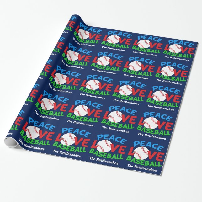 Peace Liebe Baseball Custom Team Weihnachten Geschenkpapier (Ungerollt)