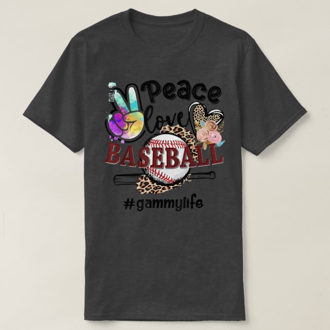 Peace Liebe Baseball Gammy Life Mama Oma Leopard T-Shirt (Design vorne)