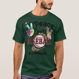 Peace Liebe Baseball Gammy Life Mama Oma Leopard T-Shirt