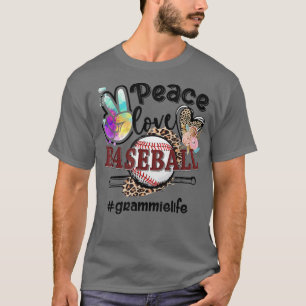 Peace Liebe Baseball Grammie Mama Oma Leopa T-Shirt