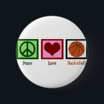 Peace Liebe Basketball Button<br><div class="desc">Ich Liebe,  Basketball zu spielen und zu sehen. Es ist so ein Spaß Sport.</div>