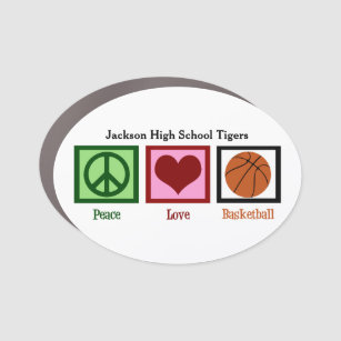 Peace Liebe Basketball Custom School Team Name Auto Magnet