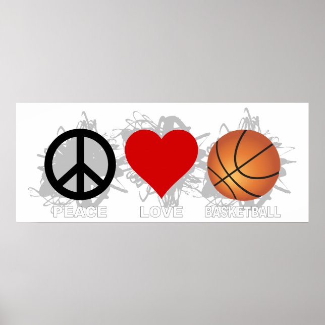 Peace Liebe Basketball Emblem Poster (Vorne)