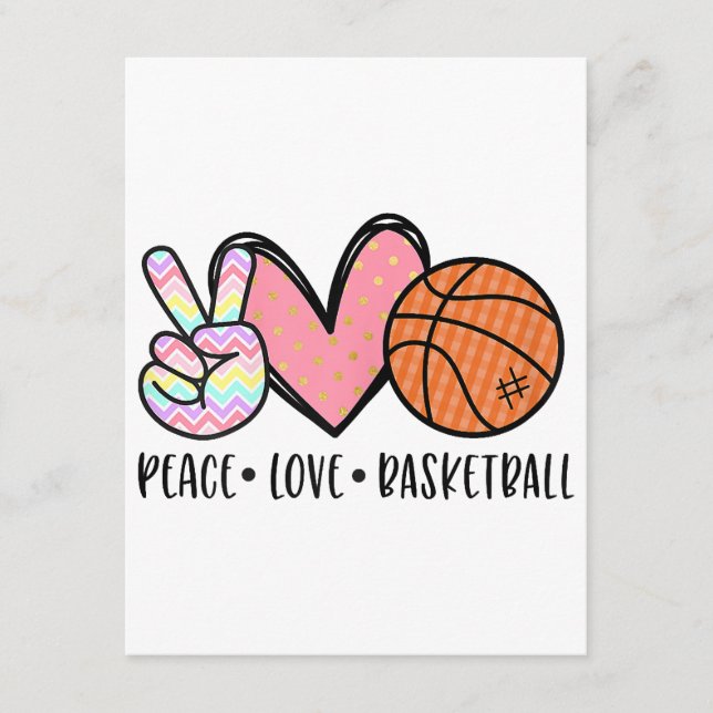 Peace Liebe Basketball Herz für Frauen Teens Tween Begleitkarte (Vorderseite)