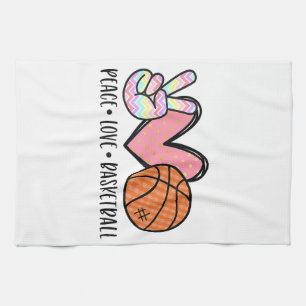 Peace Liebe Basketball Herz für Frauen Teens Tween Geschirrtuch
