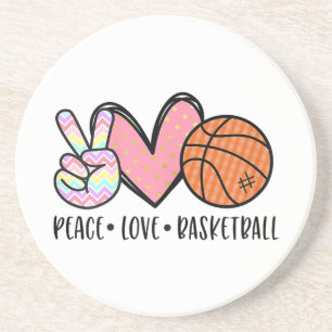 Peace Liebe Basketball Herz für Frauen Teens Tween Getränkeuntersetzer