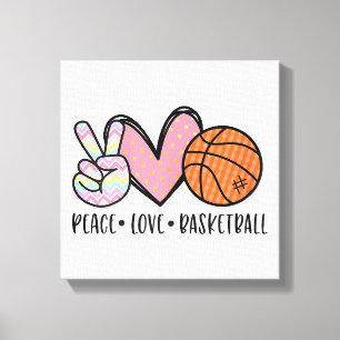 Peace Liebe Basketball Herz für Frauen Teens Tween Leinwanddruck