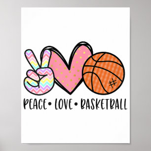 Peace Liebe Basketball Herz für Frauen Teens Tween Poster
