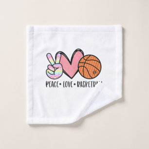 Peace Liebe Basketball Herz für Frauen Teens Tween Waschlappen
