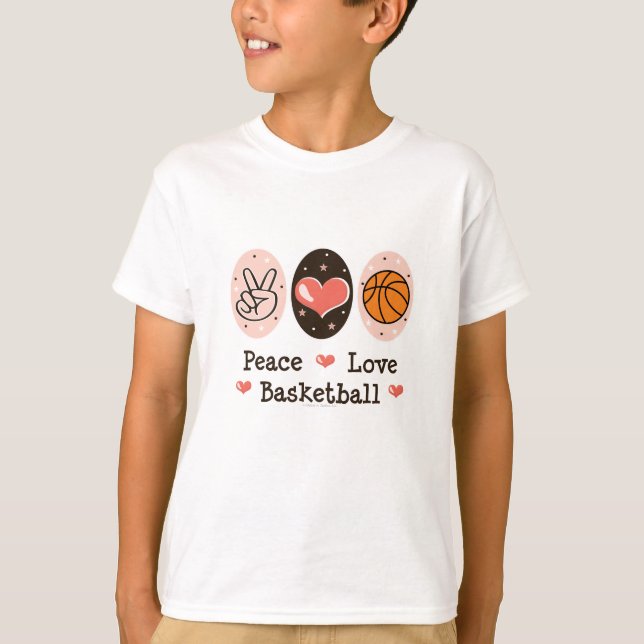 Peace Liebe Basketball Kinder Sweatshirt T-Shirt (Vorderseite)