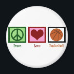 Peace Liebe Basketball Magnet<br><div class="desc">Ich Liebe,  Basketball zu spielen und zu sehen. Es ist so ein Spaß Sport.</div>